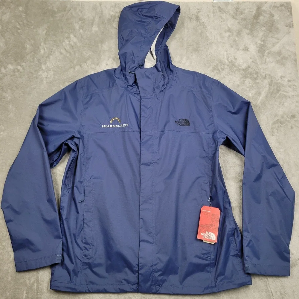 The North Face Dryvent Waterproof Breathable Mens XL Blue Hooded Rain Jacket NWT